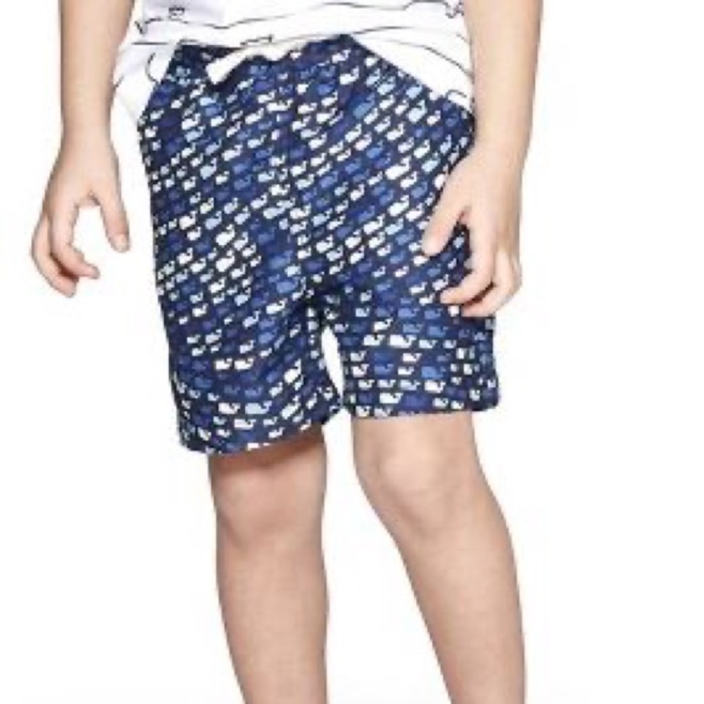 Vineyard Vines Boys Blue Whale Print Swim Trunks
